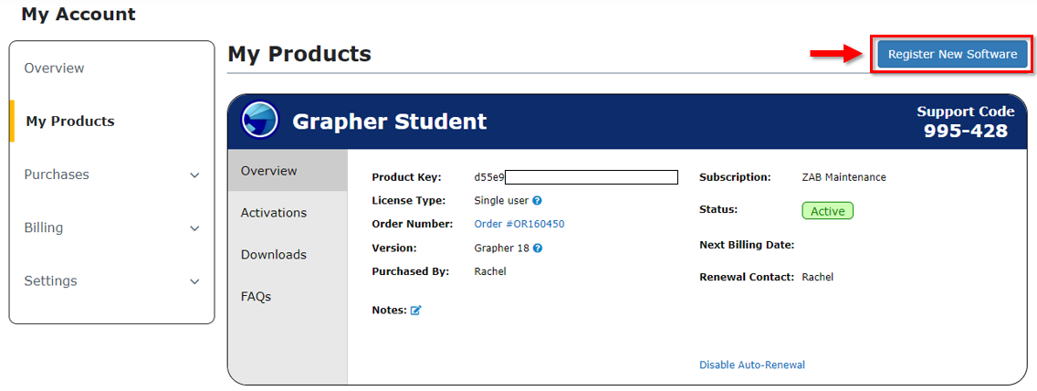 Register New Software